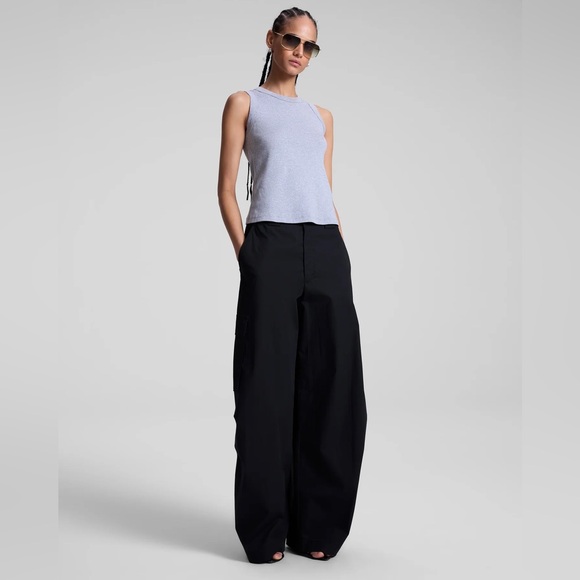 A.L.C. Brie Cotton Black Wide-Leg Cargo Pants